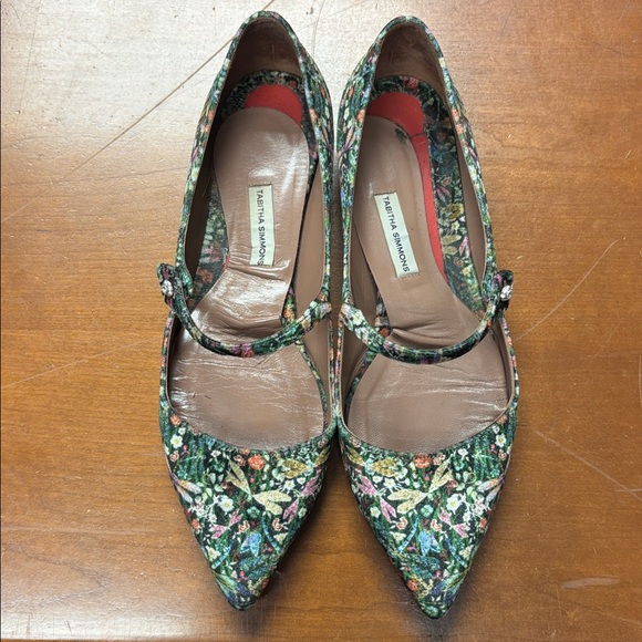 Tabitha Simmons Shoes - Tabitha Simmons Floral Flats - Green and Red
